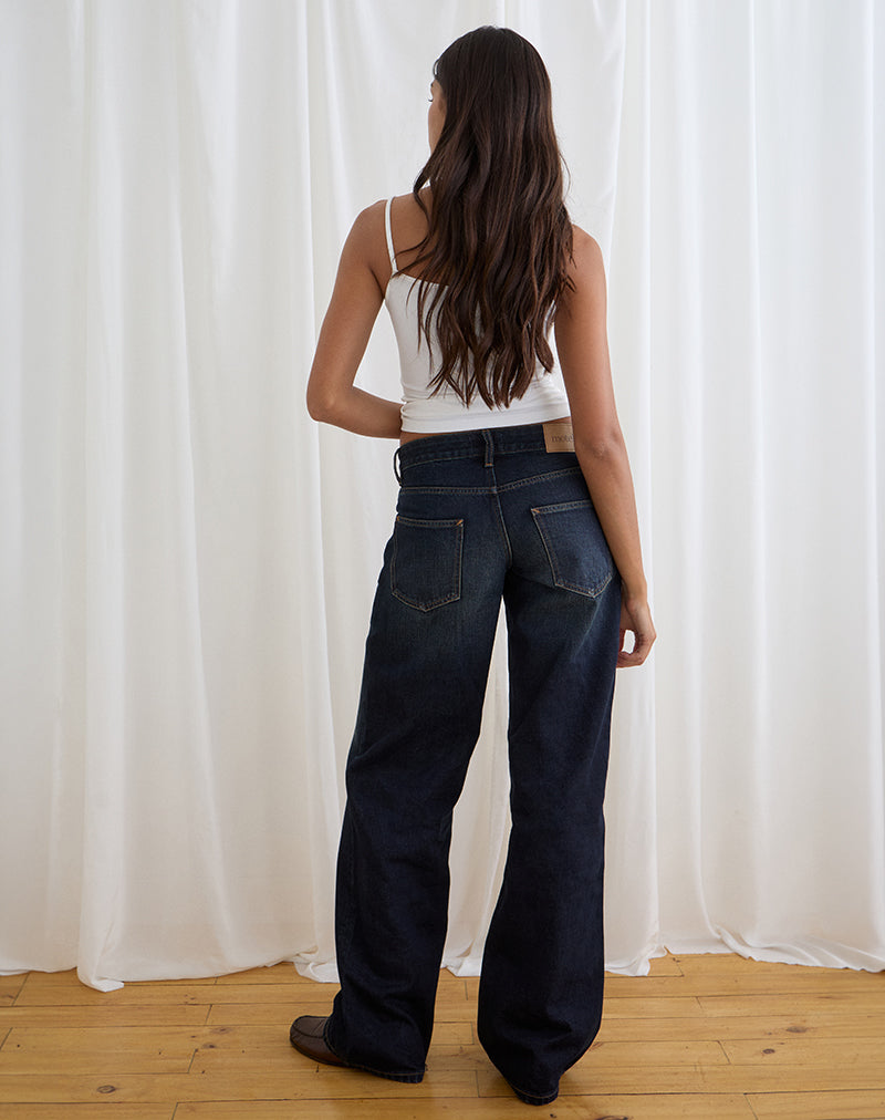 Image of Low Rise Parallel Jeans in Dark Green Tint