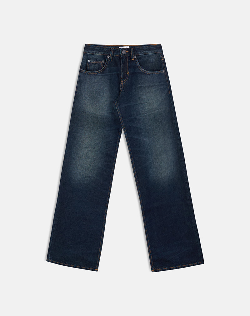 Image of Low Rise Parallel Jeans in Dark Green Tint