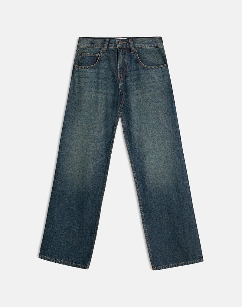 Image of Low Rise Parallel Jeans in Dirty Green