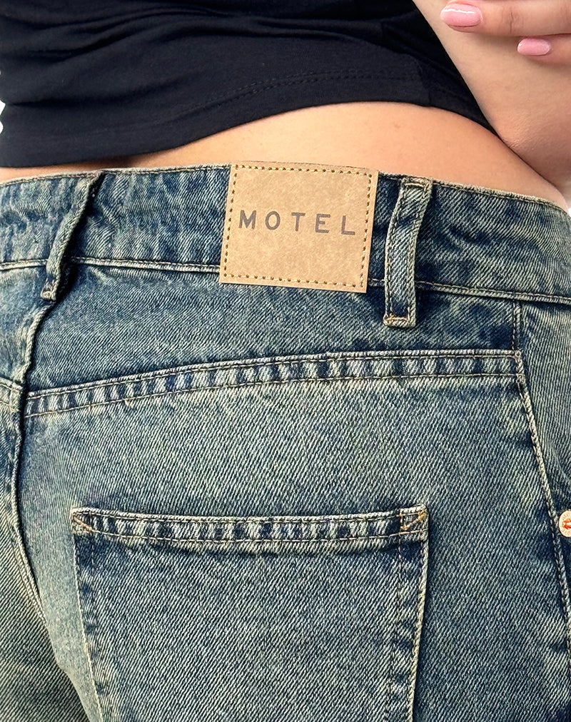 Image of Low Rise Parallel Jeans in Extreme Blue Green