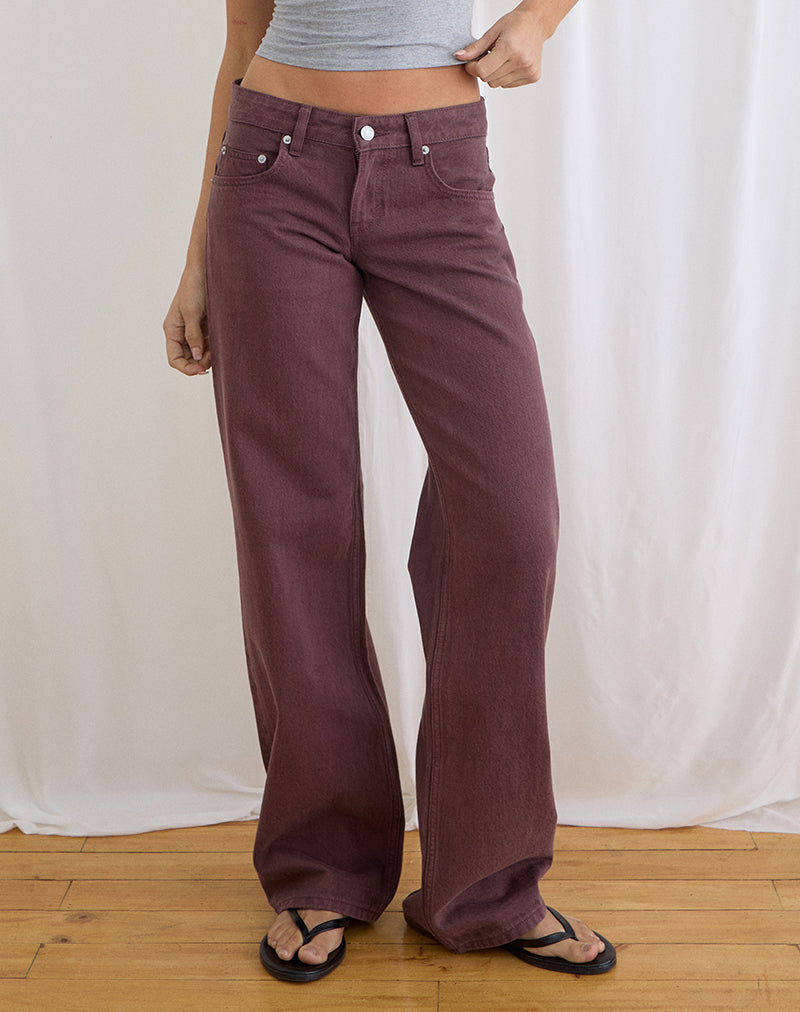 Image of Low Rise Parallel Jeans in Burgundy