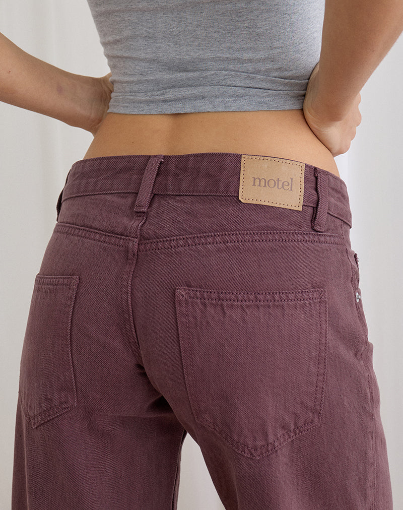Image of Low Rise Parallel Jeans in Burgundy