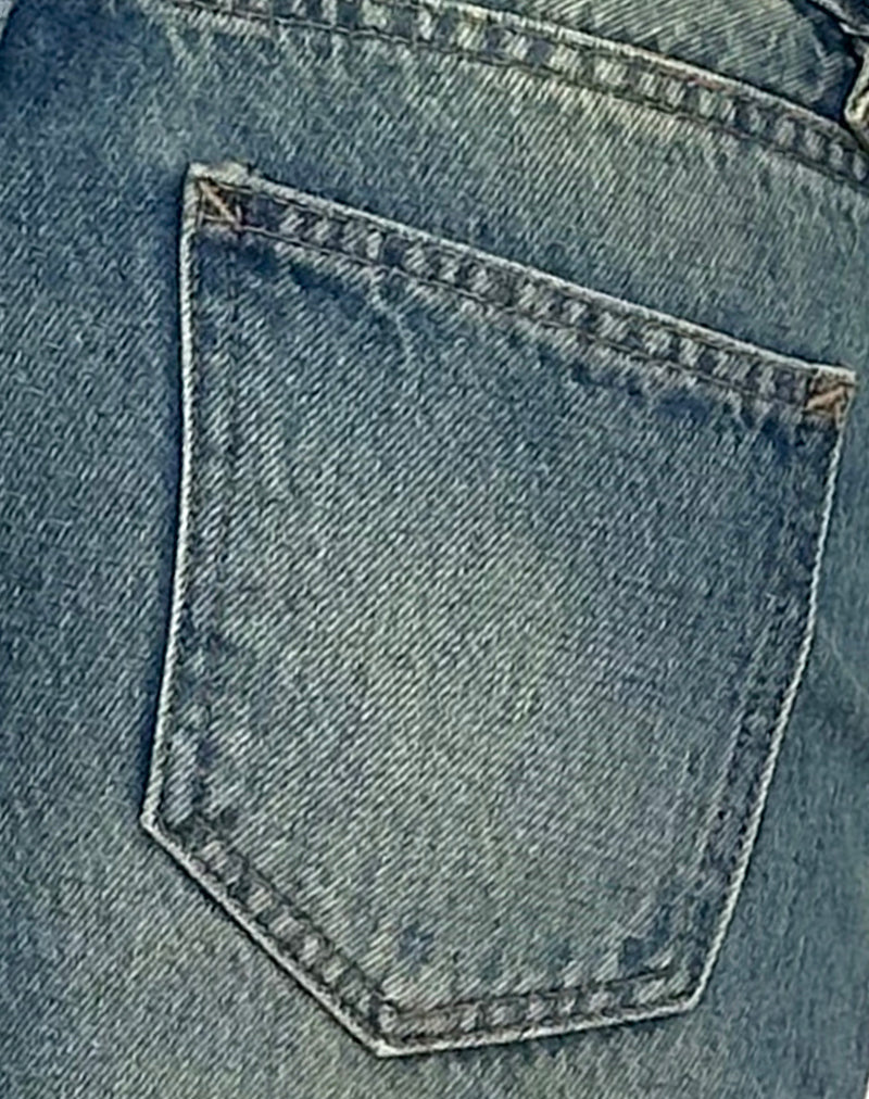 Image of Low Rise Parallel Jeans in Sea Green