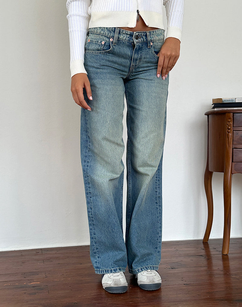 Image of Low Rise Parallel Jeans in Sea Green
