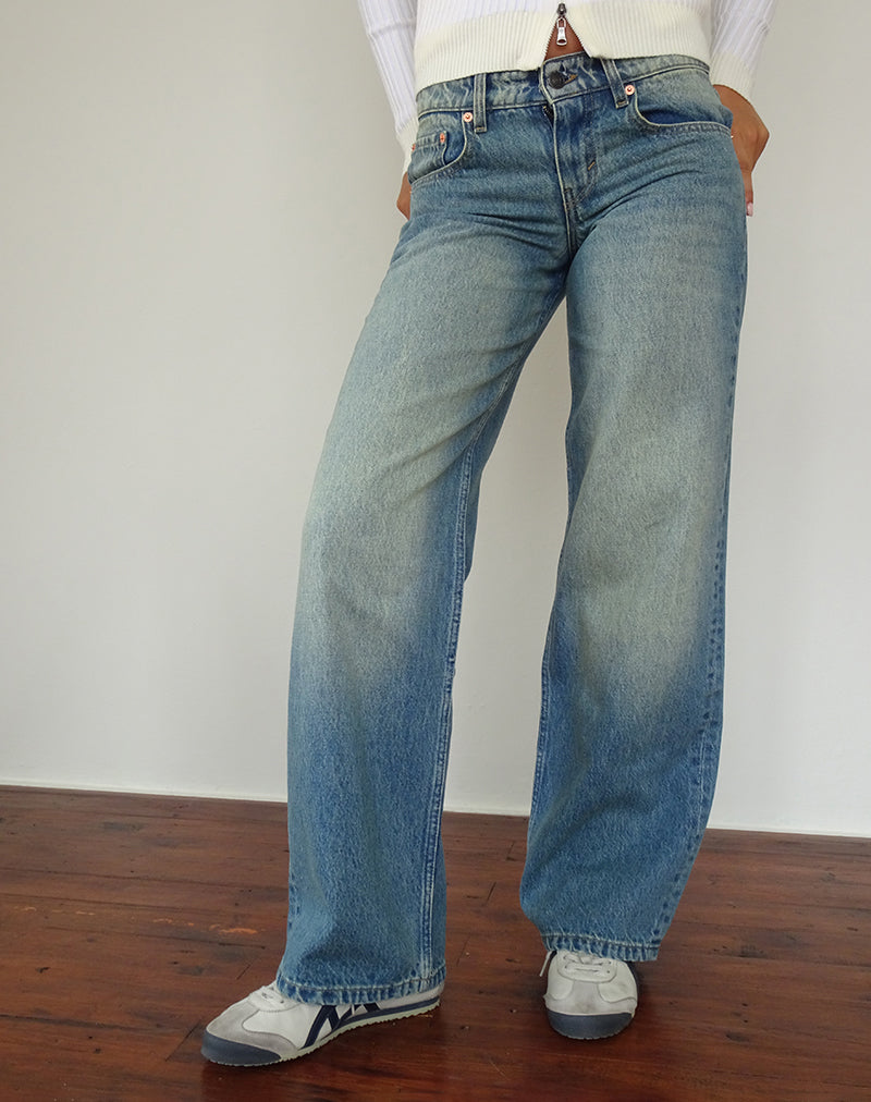 Image of Low Rise Parallel Jeans in Sea Green