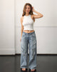 Image of Low Rise Roomy Jeans in Extreme Rip Vintage Blue