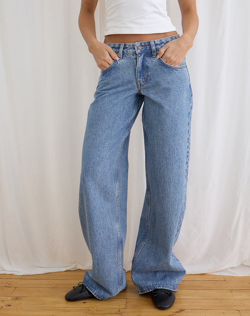 Image of Low Rise Roomy Jeans in Blue Stone