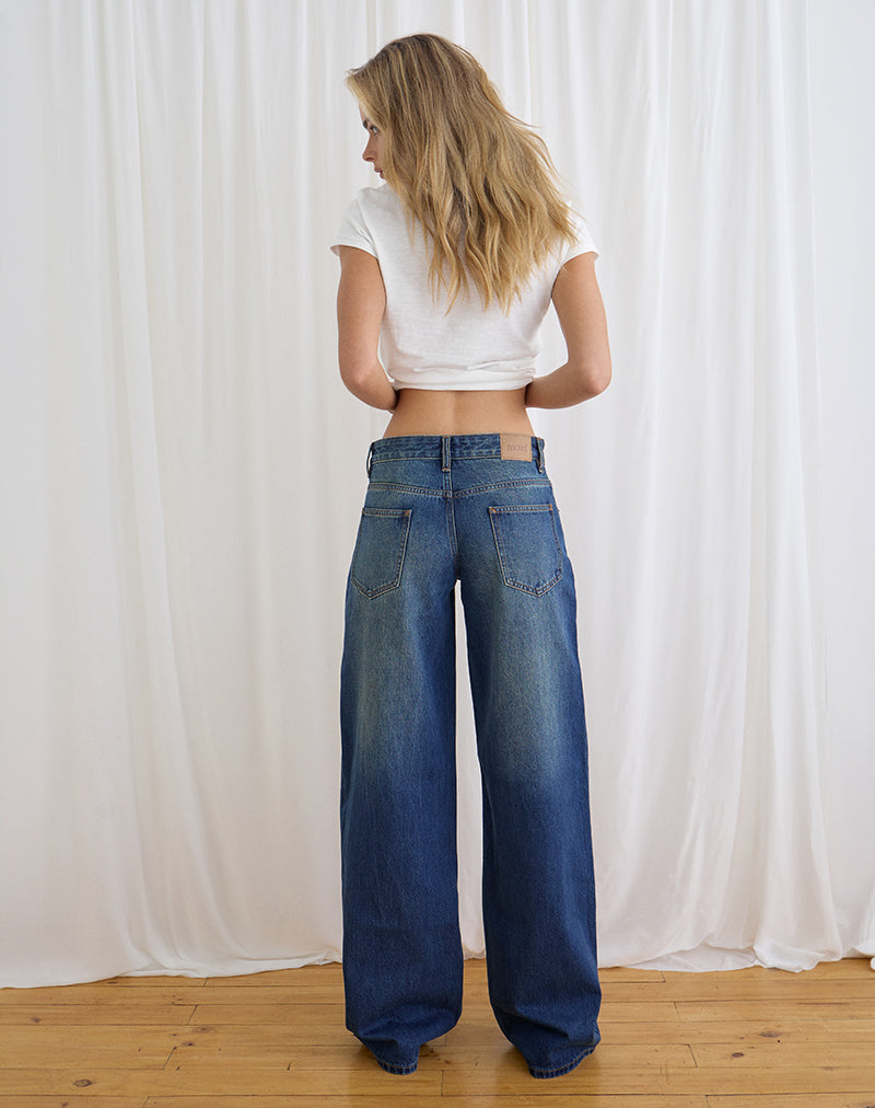 Image of Low Rise Roomy Jeans in Mid Blue Tint