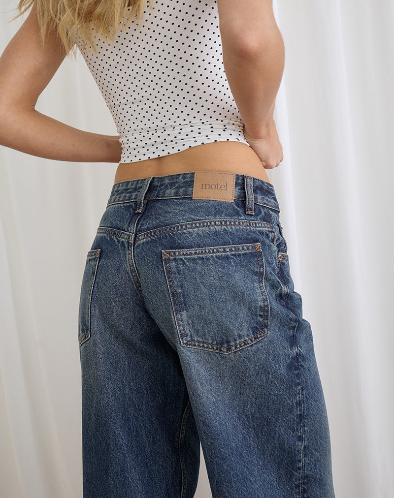 Image of Low Rise Roomy Jeans in Steel Blue