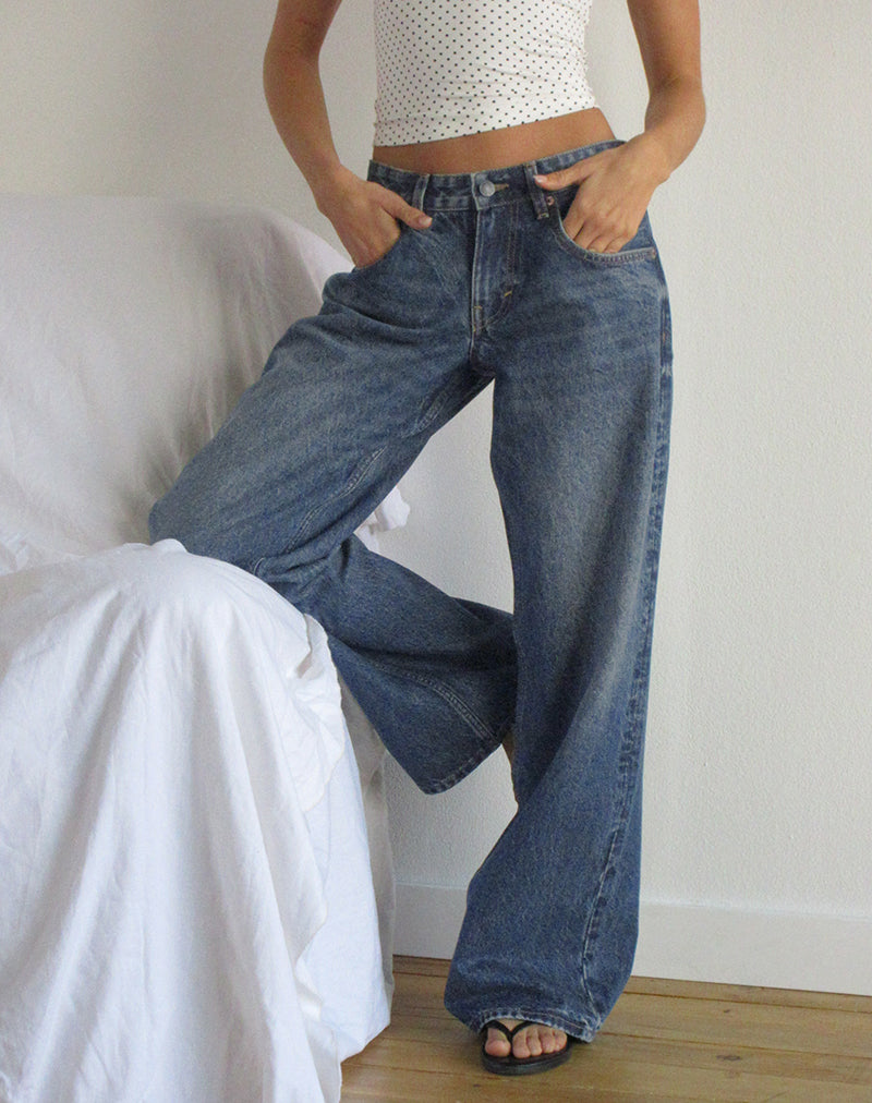 Image of Low Rise Roomy Jeans in Steel Blue