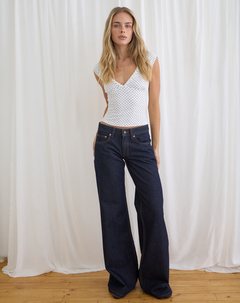 Image of Low Rise Slouchy Flare Jeans in Indigo