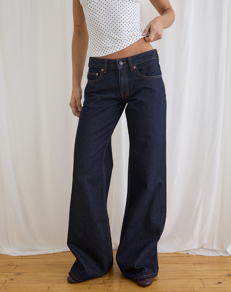 Image of Low Rise Slouchy Flare Jeans in Indigo