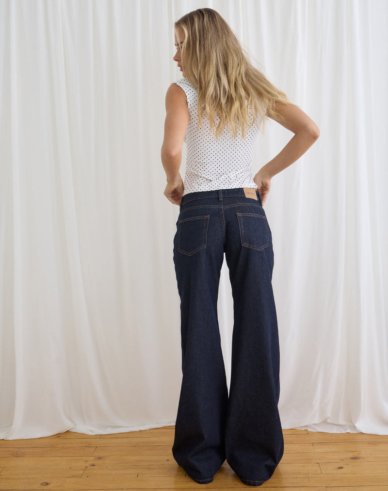 Image of Low Rise Slouchy Flare Jeans in Indigo
