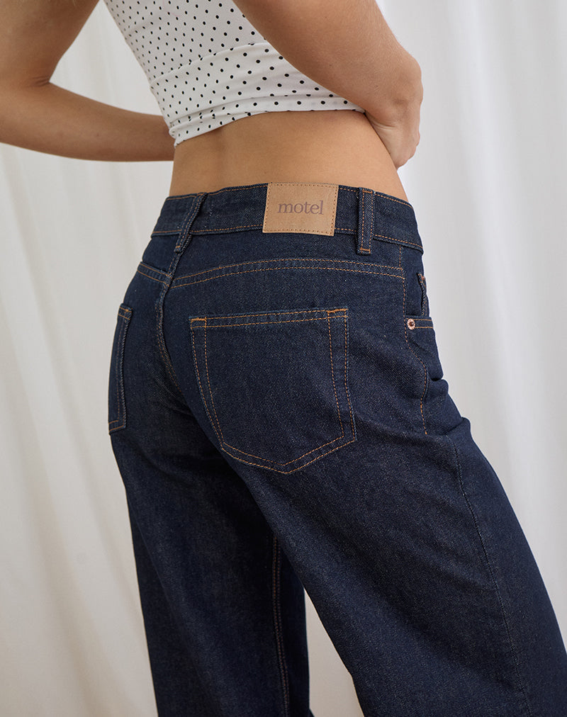 Image of Low Rise Slouchy Flare Jeans in Indigo