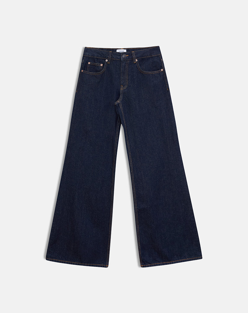 Image of Low Rise Slouchy Flare Jeans in Indigo