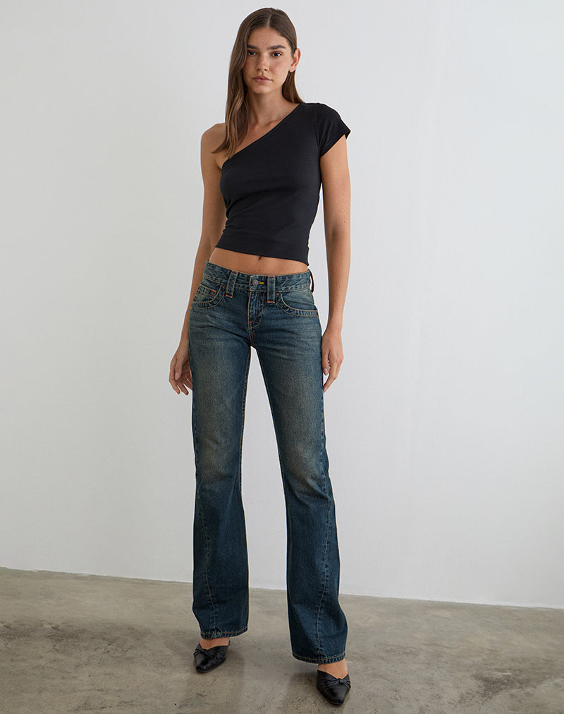 Image of Low Rise Twisted Seam Jeans in Dirty Green