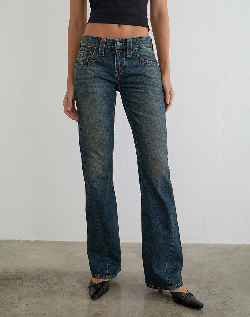 Image of Low Rise Twisted Seam Jeans in Dirty Green