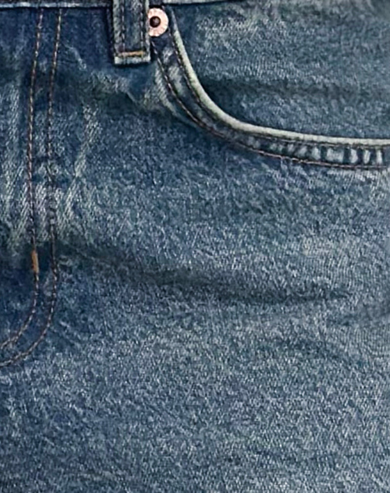 Image of Low Slung Roomy Jeans in Vintage Blue Green