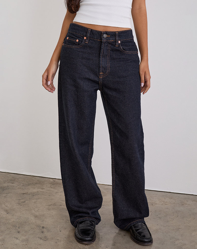 Image of Low Slung Slim Parallel Jeans in Indigo