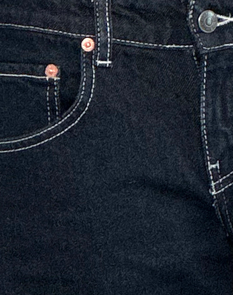 Image of Low Rise Parallel Jeans in Indigo with Contrast Stitch