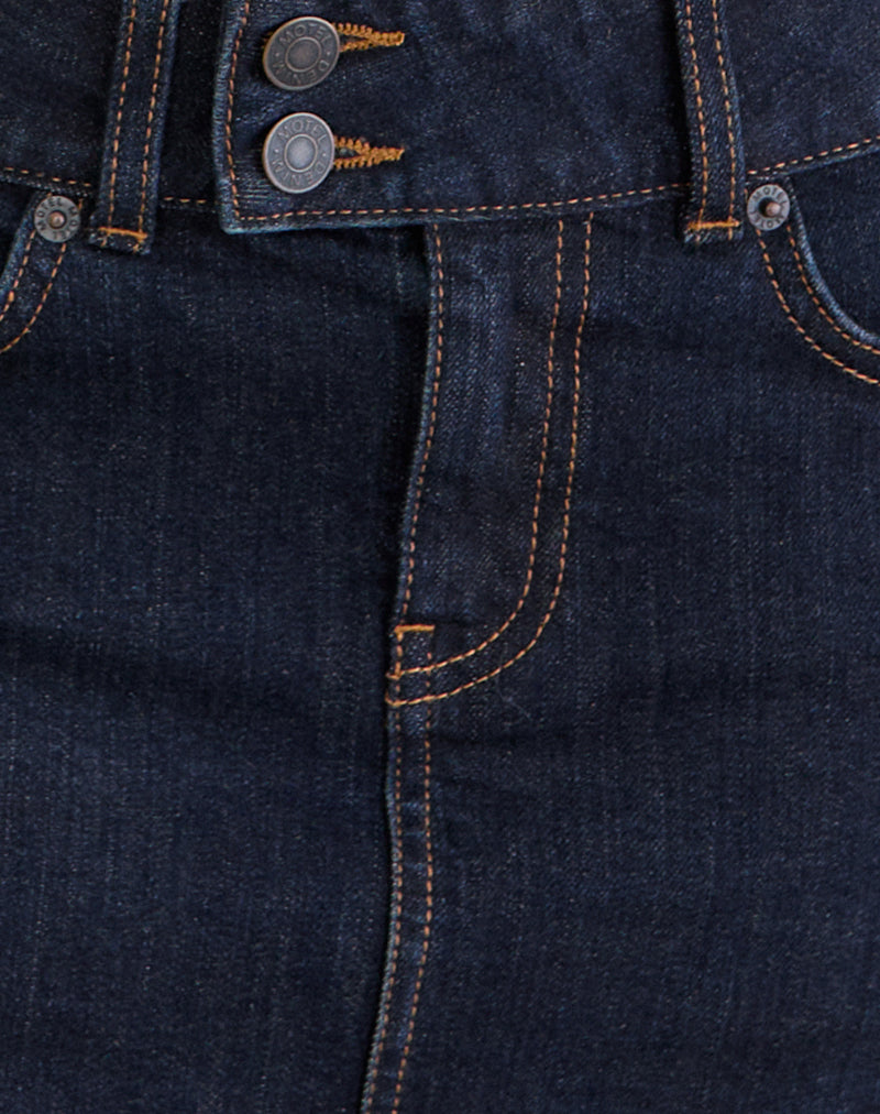 Image of Low Rise Denim Mini Skirt in Indigo