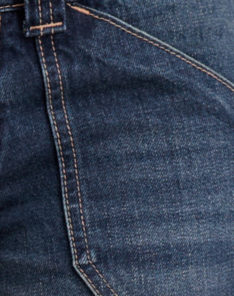 Image of Low Rise Relaxed Cargo Jeans in Mid Blue Tint