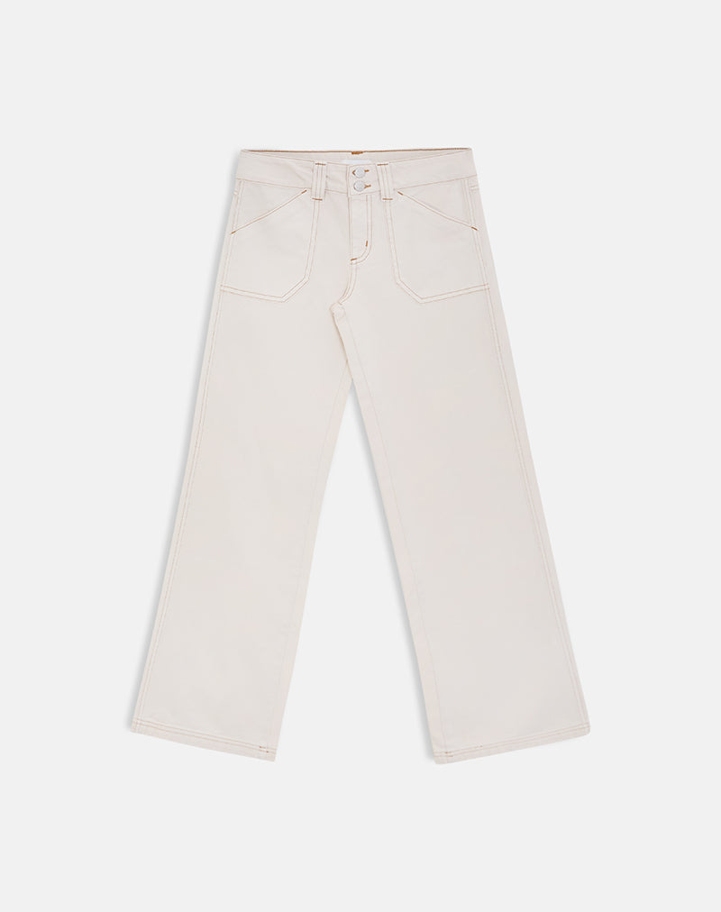 Image of Low Rise Relaxed Cargo Jeans in Off White