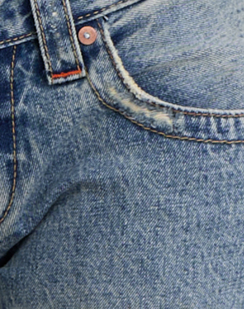Image of Low Rise Twisted Seam Ripped Jean in True Blue