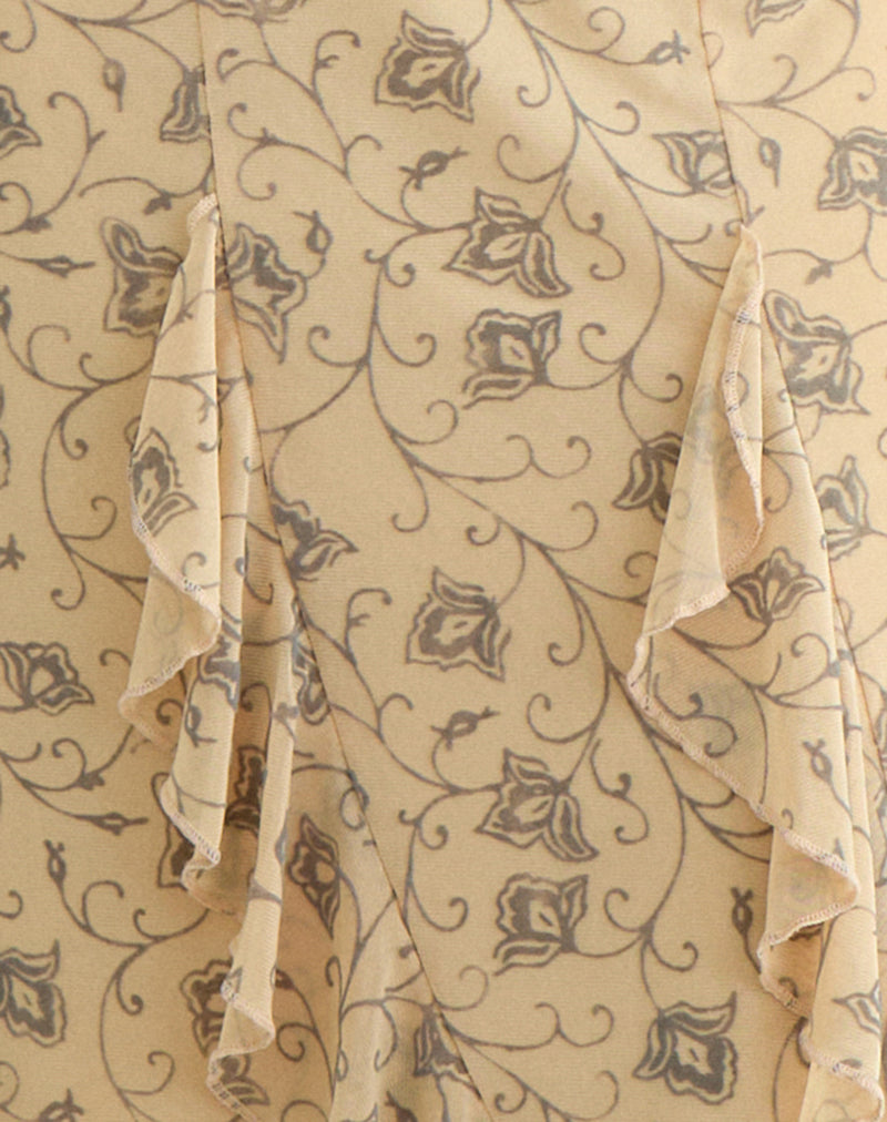Image of Luisa Midi Skirt in Winding Ivy Pale Yellow
