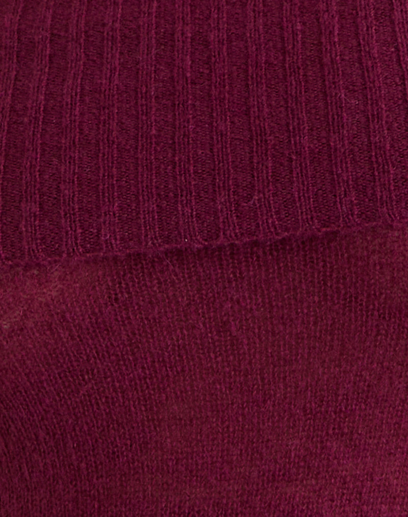Image of Lune Bardot Jumper in Knit Wine