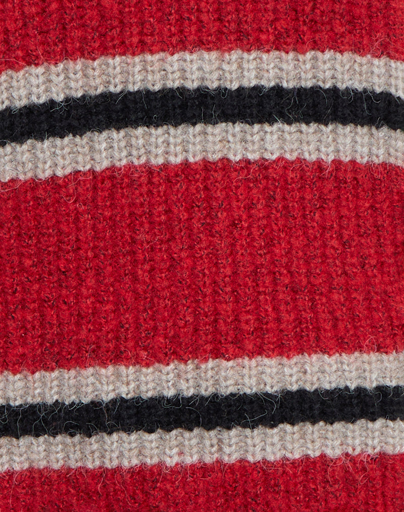 Image of Lunet Knitted Jumper in Red and Black Stripe