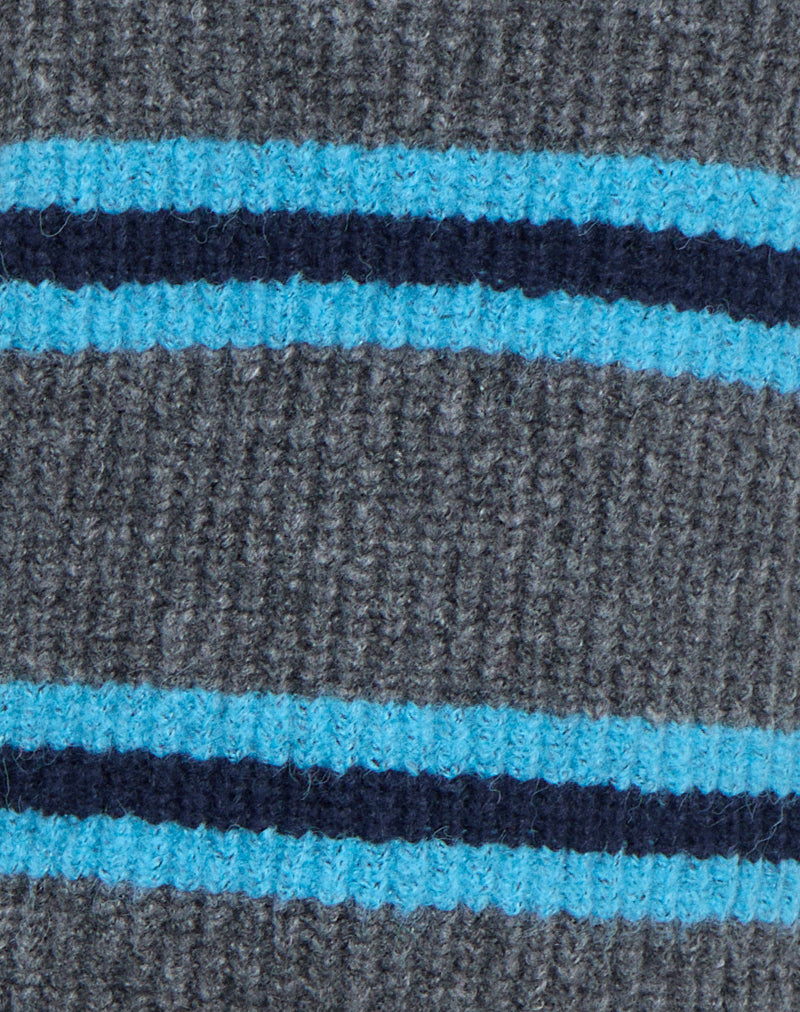 Image of Lunet Knitted Jumper in Stripe Grey and Blue