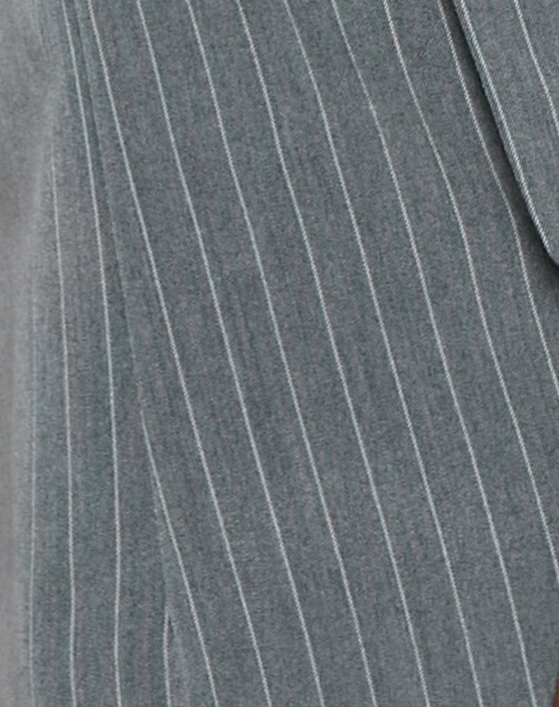 Image of Luno Button Front Vest Top in Pinstripe Grey