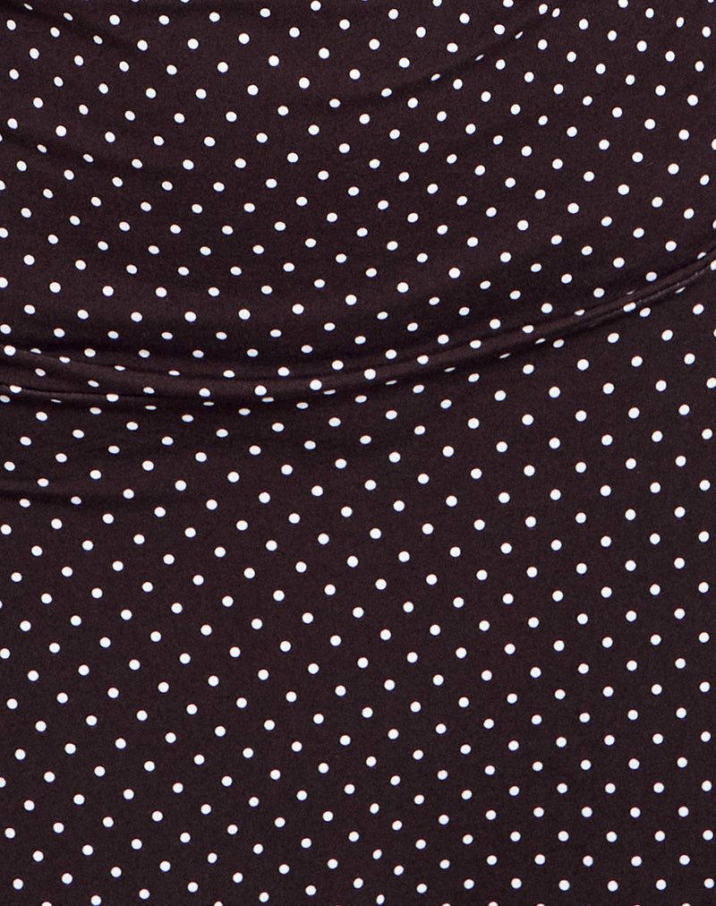 Image of Luscian Plunge Mini Dress in Micro Polka Brown