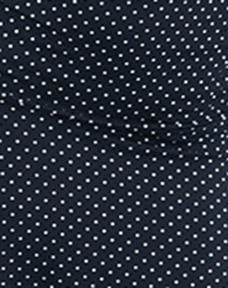 Image of Luscian Plunge Mini Dress in Micro Polka Navy