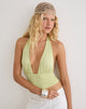 Image of Luster Halterneck Top in Rayon Jersey Pistachio