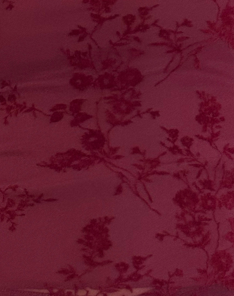Image of Lutana Top in Botanical Flower Maroon