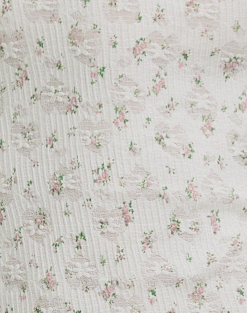 Image of Luyu Short Sleeve Top in Floral Lace Ivory
