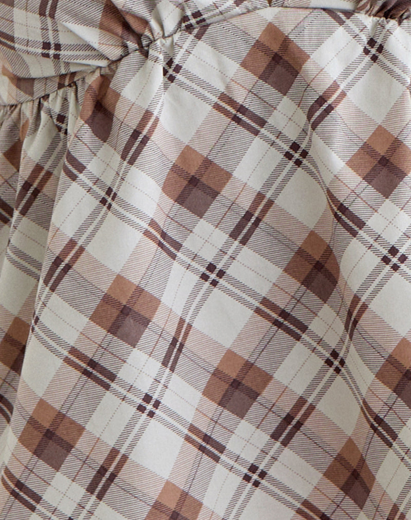 Image of Luz Babydoll Top in Angled Check Brown