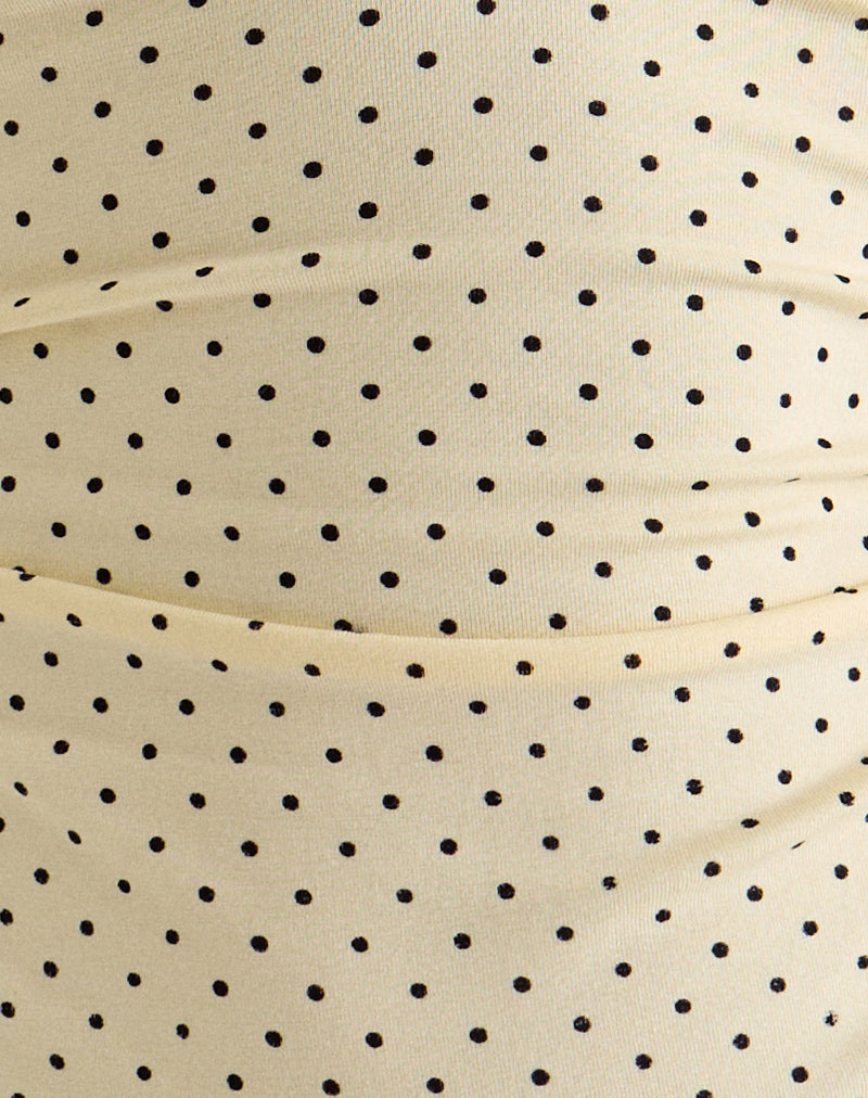 Image of Lycia Plunge Top in Cream with Black Micro Polka Print