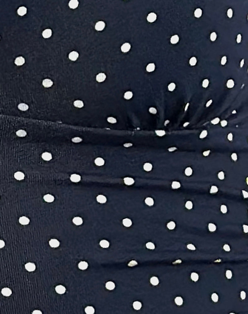 Image of Lycia Plunge Top in Micro Polka Navy