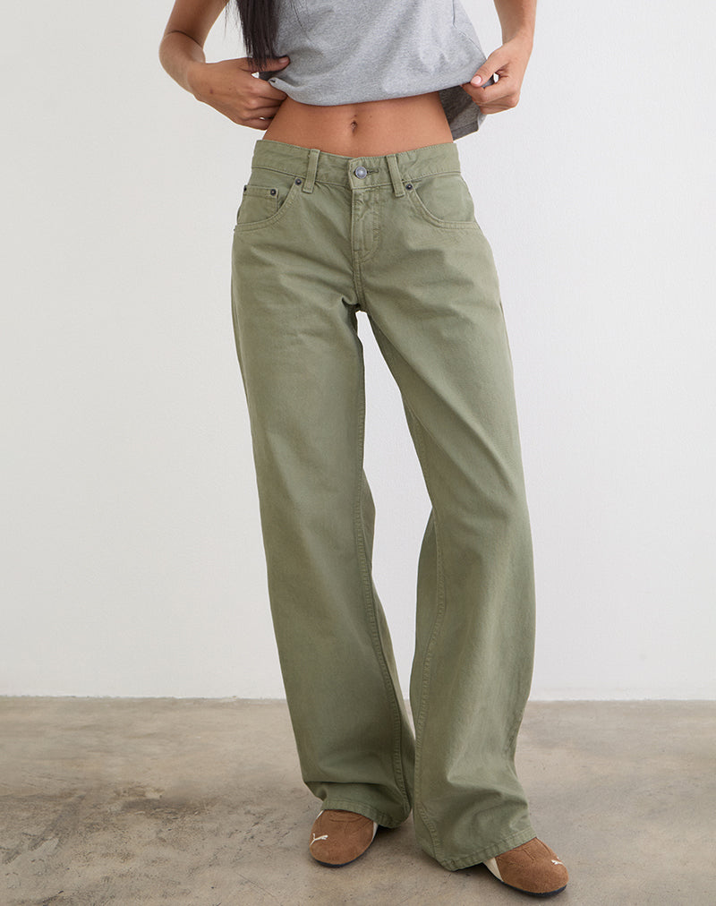 Image of Low Rise Parallel Jeans in Fern Green