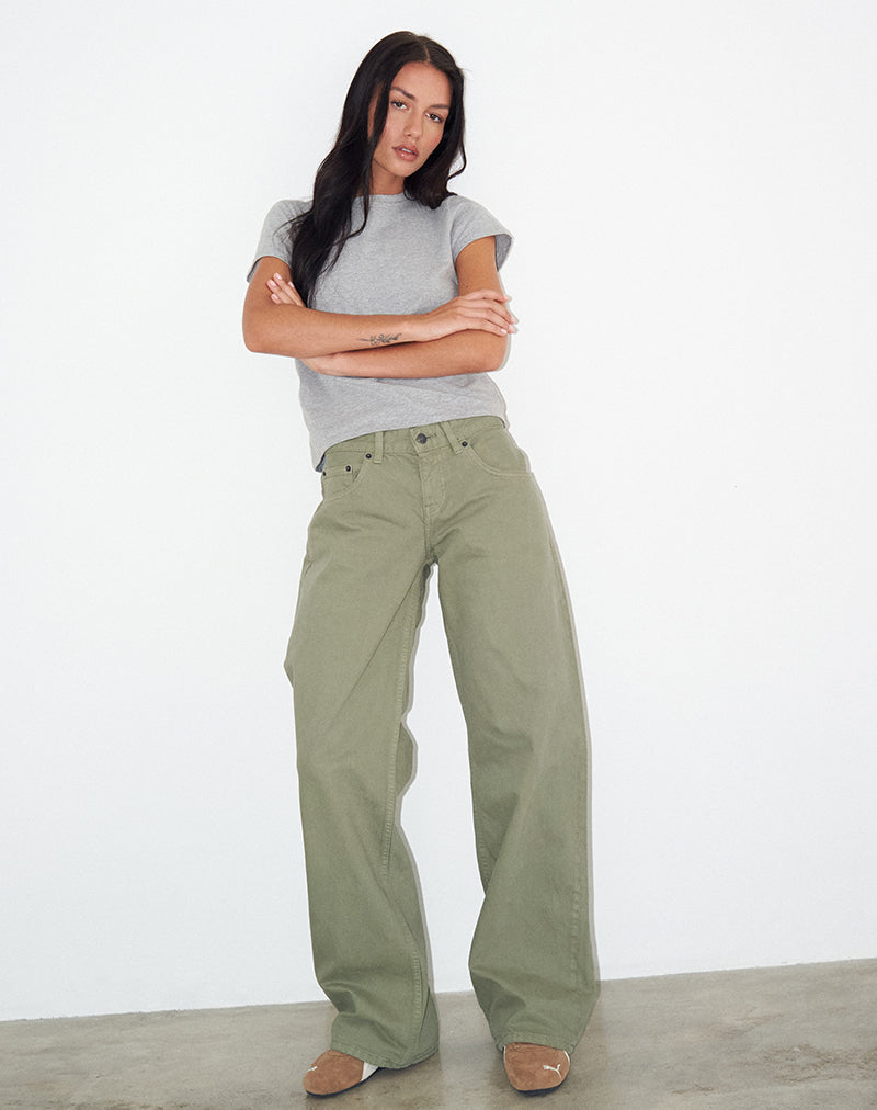 Image of Low Rise Parallel Jeans in Fern Green