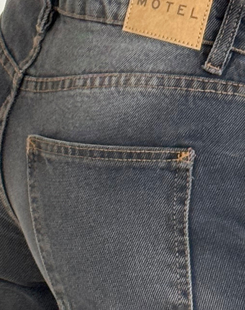 Image of Low Rise Parallel Jeans in Grey Used Bleach
