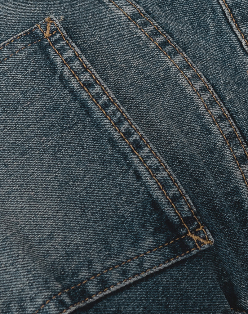 Image of Low Rise Parallel Jeans in Steel Blue