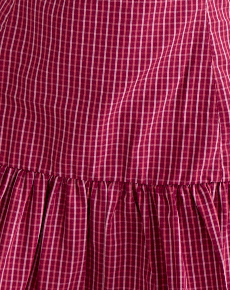 Image of Maelah Dress in Raspberry Shadow Check