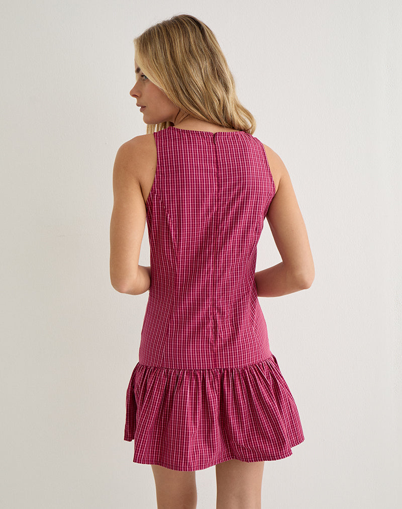 Image of Maelah Dress in Raspberry Shadow Check
