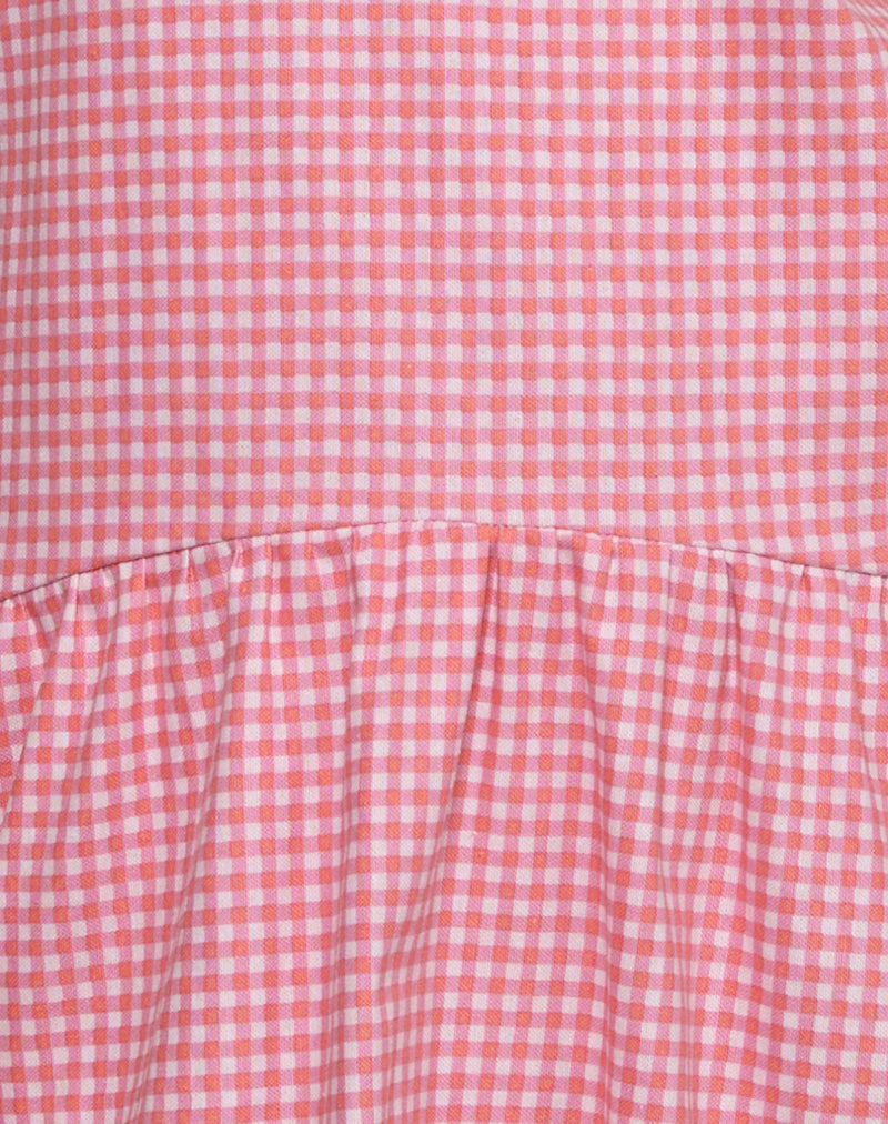 Image of Magare Mini Dress in Mini Gingham Peach