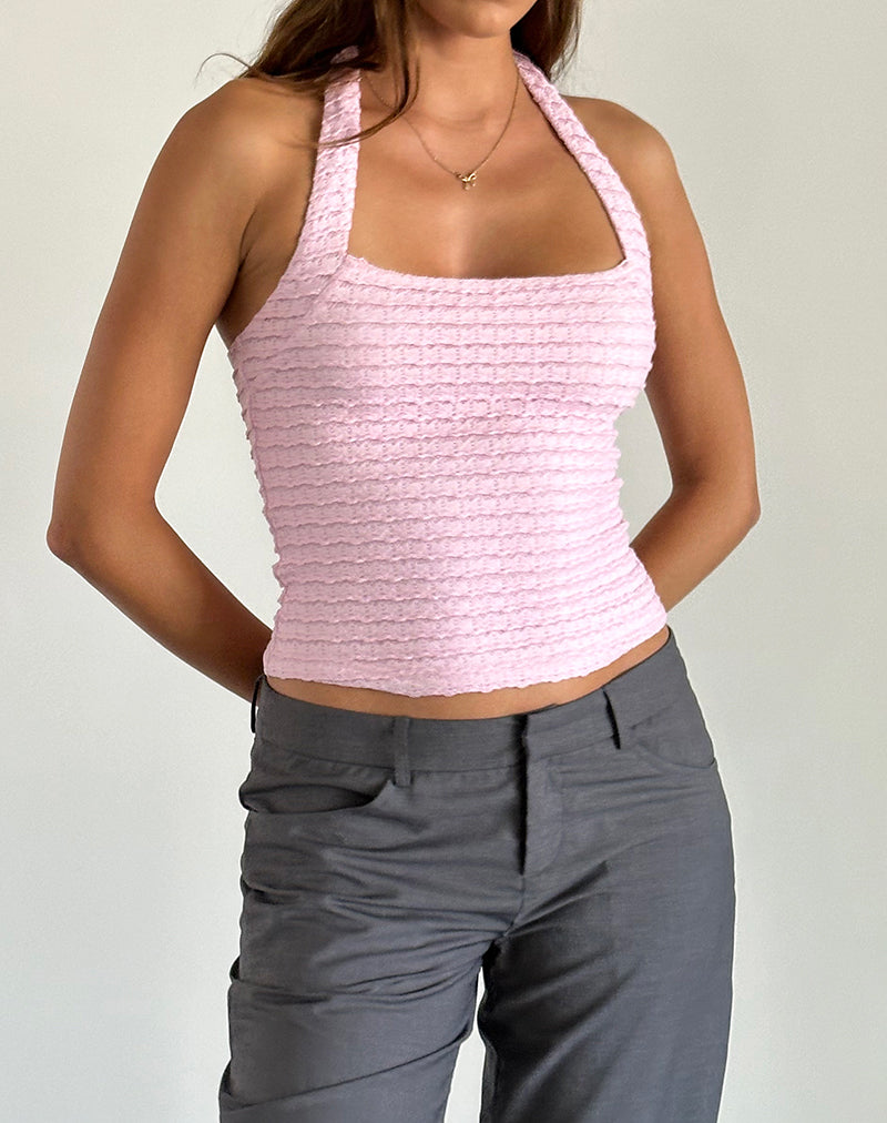 Image of Maggha Halterneck Top in Crinkle Pink