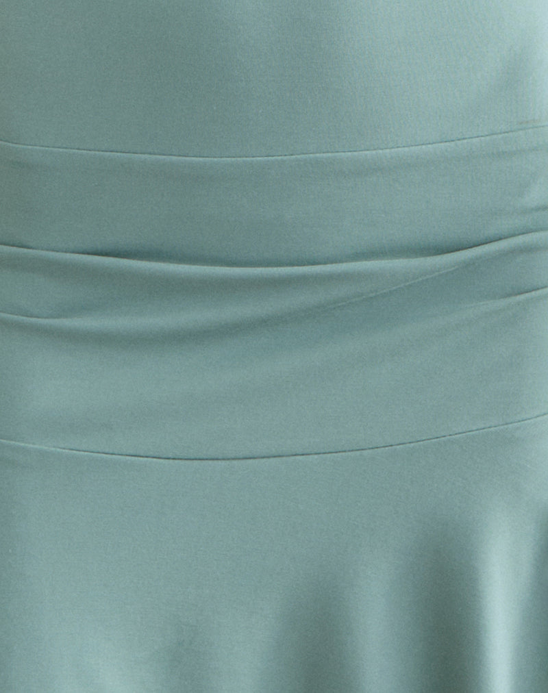 Image of Mahalia Plunge Mini Dress in Aqua Grey